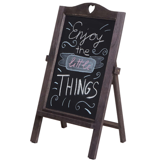 Cosmo Casa - Krijtbordstandaard - 66×37×27 cm - Shabby Look - Hout - Vintage Grijsbruin