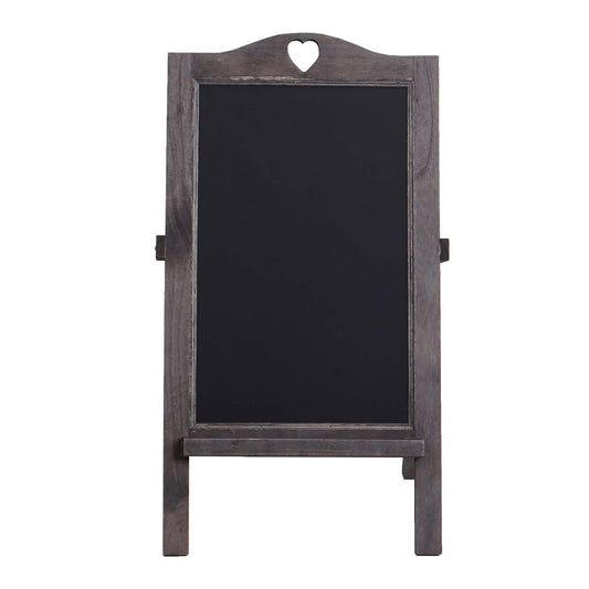 Cosmo Casa - Krijtbordstandaard - 66×37×27 cm - Shabby Look - Hout - Vintage Grijsbruin