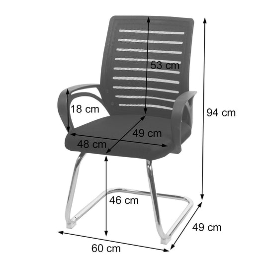 Cosmo Casa - Set van 2 Vergaderstoelen - Sledevrij - Textiel - Grijs