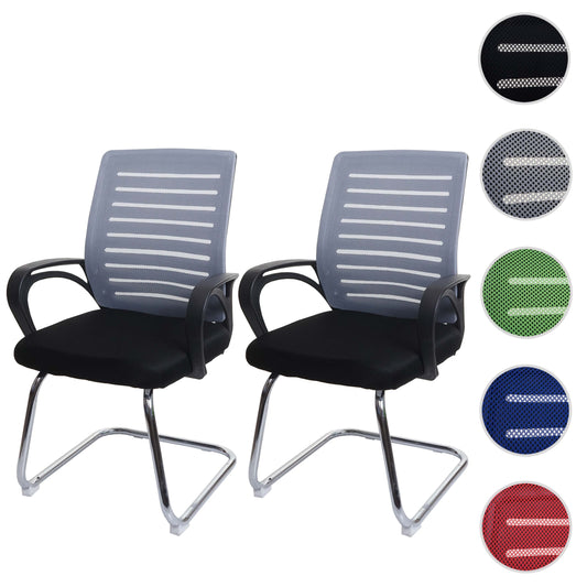 Cosmo Casa - Set van 2 Vergaderstoelen - Sledevrij - Textiel - Grijs