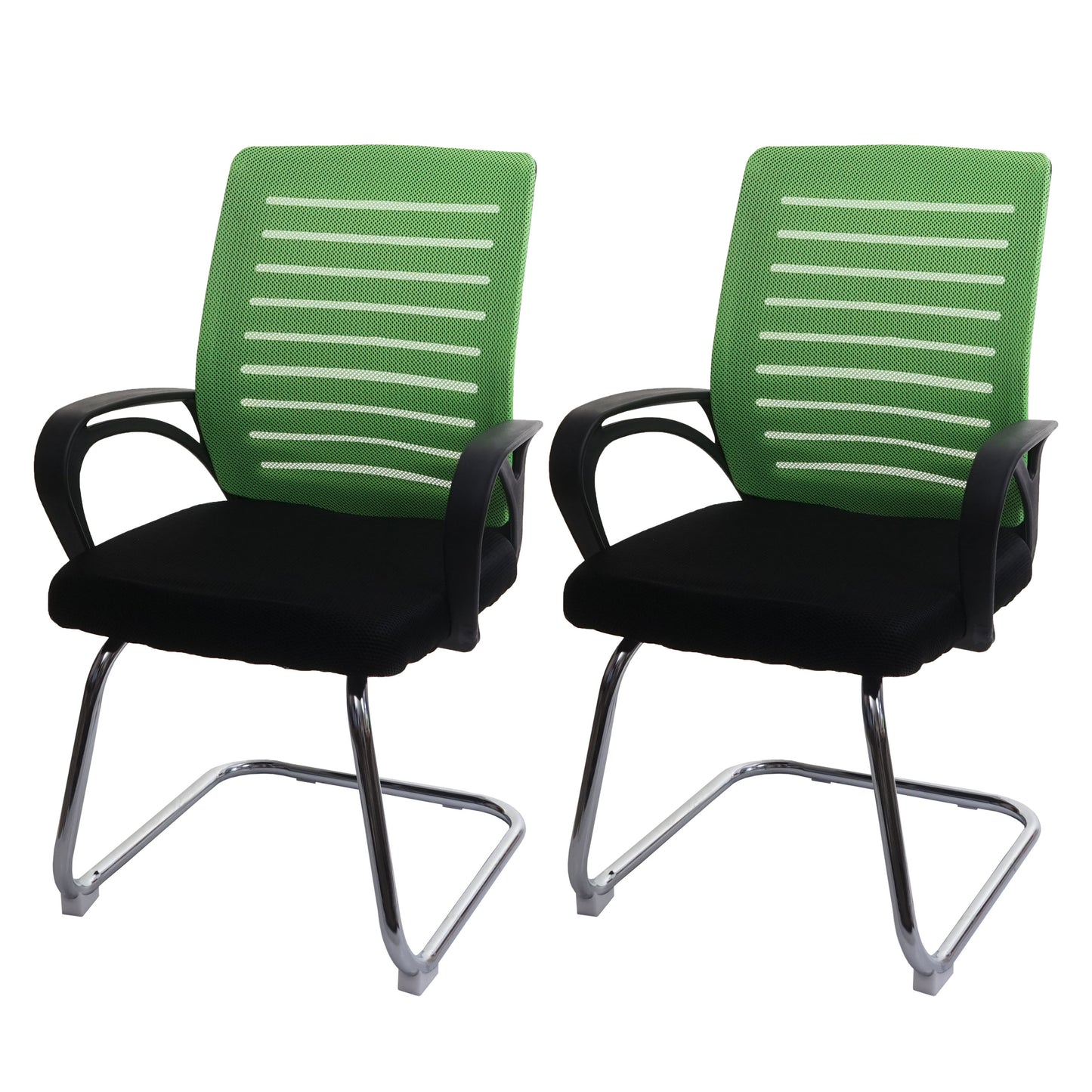 Cosmo Casa - Set van 2 Vergaderstoelen - Sledevrij - Textiel - Groen