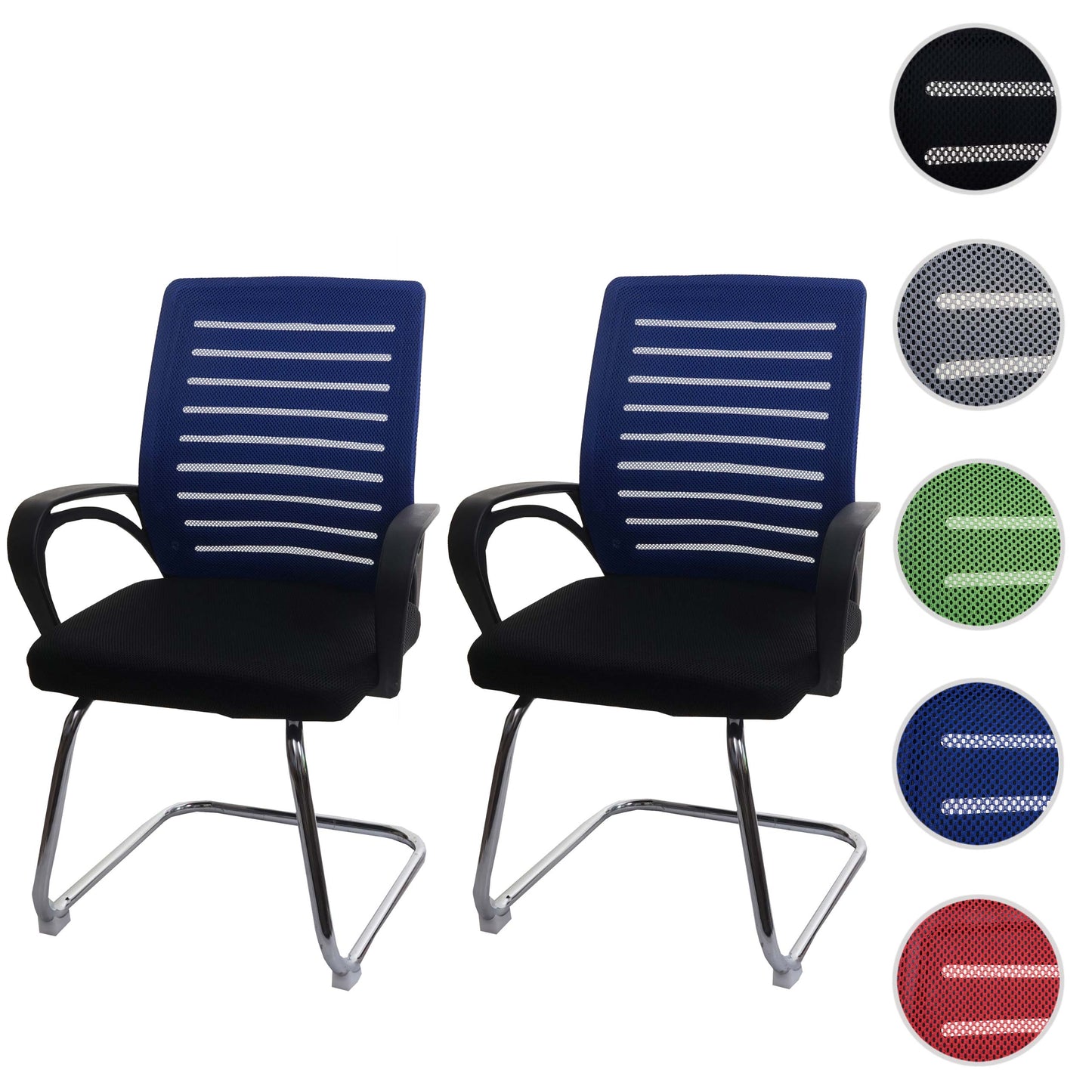 Cosmo Casa - Set van 2 Vergaderstoelen - Sledevrij - Textiel - Blauw