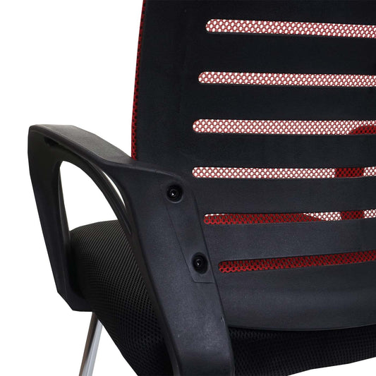 Cosmo Casa - Set van 2 Vergaderstoelen - Sledevrij - Textiel - Rood