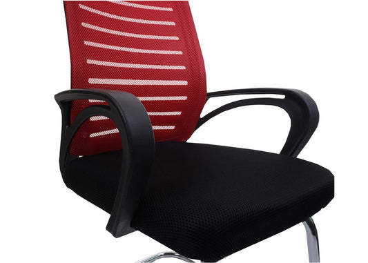 Cosmo Casa - Set van 2 Vergaderstoelen - Sledevrij - Textiel - Rood