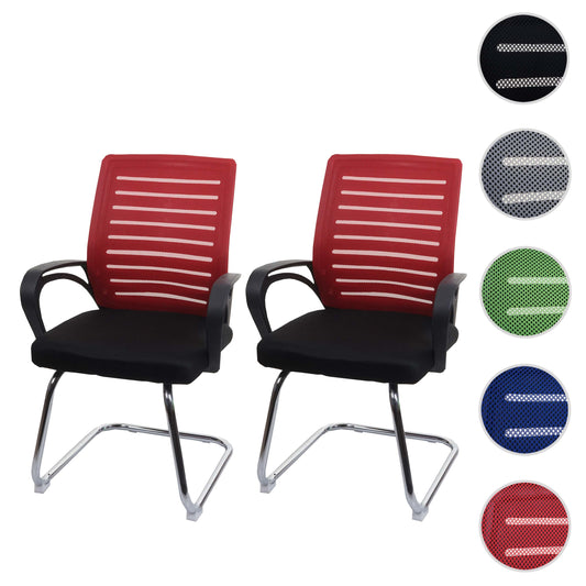 Cosmo Casa - Set van 2 Vergaderstoelen - Sledevrij - Textiel - Rood