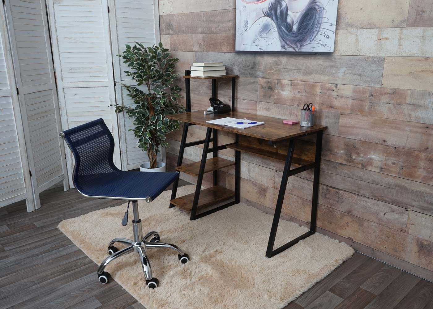 Cosmo Casa - Bureaustoel - Mesh - Textiel - Blauw