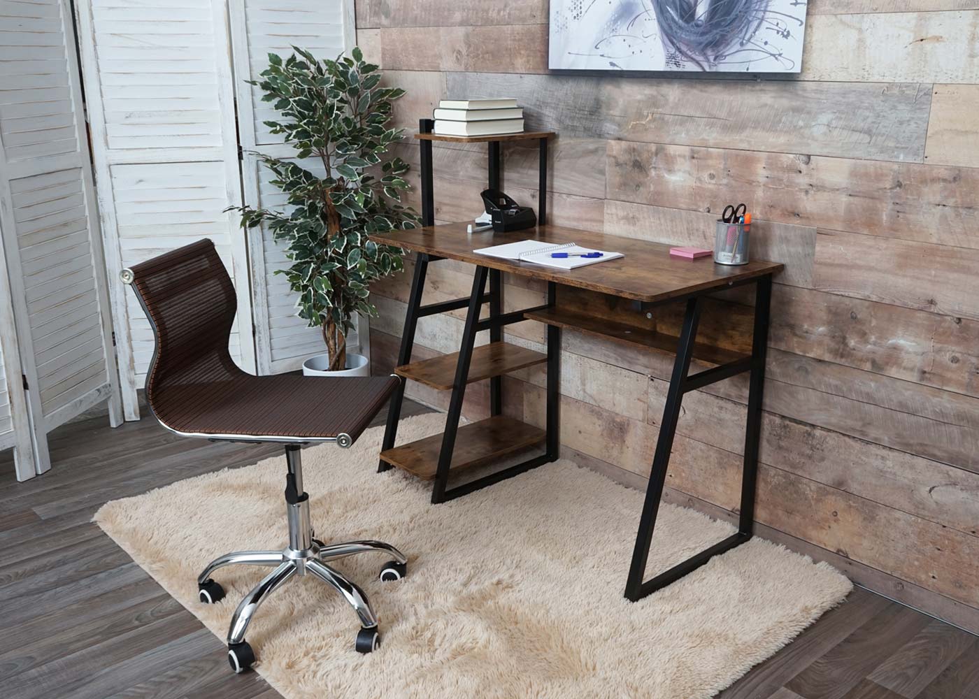 Cosmo Casa - Bureaustoel - Mesh - Textiel - Bruin