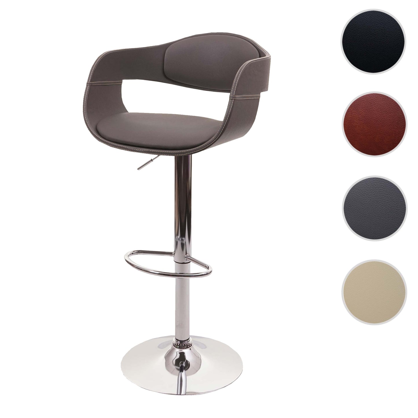 Cosmo Casa - Barkruk - Retro - Kunstleer - Mat grijs