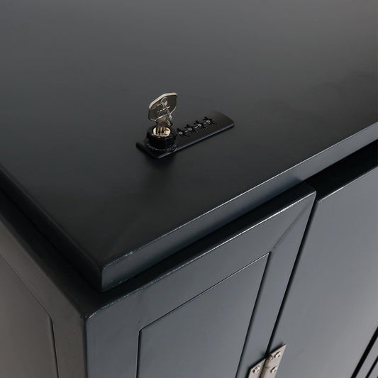 Cosmo Casa - Fietsenstalling 2-Persoons - Materiaalschuur & Deksel - Metaal - Antraciet - 121×202×100 cm