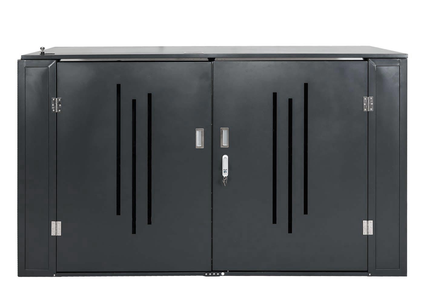 Cosmo Casa - Fietsenstalling 2-Persoons - Materiaalschuur & Deksel - Metaal - Antraciet - 121×202×100 cm