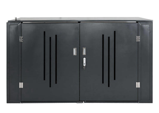 Cosmo Casa - Fietsenstalling 2-Persoons - Materiaalschuur & Deksel - Metaal - Antraciet - 121×202×100 cm