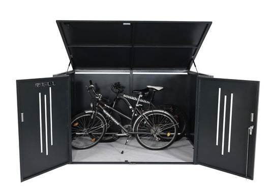 Cosmo Casa - Fietsenstalling 4-Persoons - Materiaalschuur & Deksel - Metaal - Antraciet - 121×202×150 cm