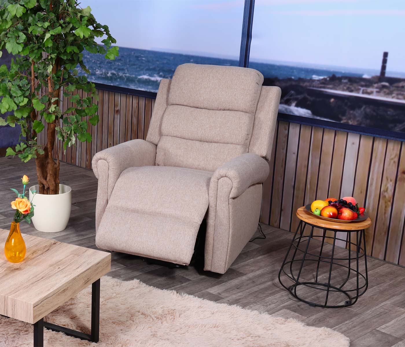 Cosmo Casa - TV-Fauteuil - Massage - Textiel - Beige-Bruin