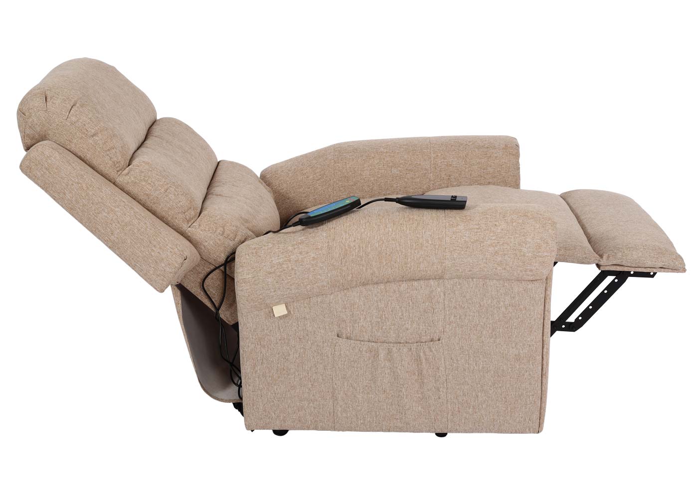 Cosmo Casa - TV-Fauteuil - Massage - Textiel - Beige-Bruin