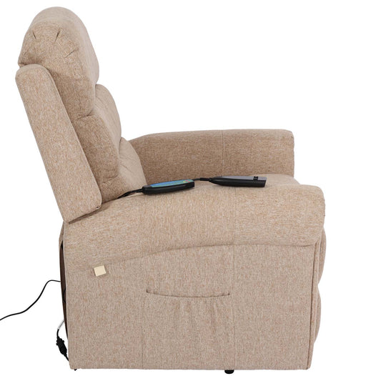 Cosmo Casa - TV-Fauteuil - Massage - Textiel - Beige-Bruin