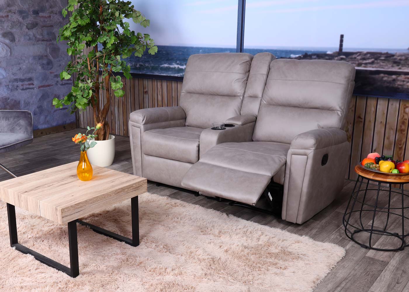 Cosmo Casa - 2-zits Bioscoopstoel - Relax - Textiel - Lichtgrijs