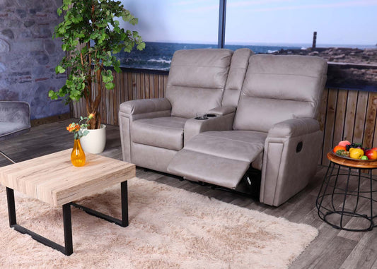 Cosmo Casa - 2-zits Bioscoopstoel - Relax - Textiel - Lichtgrijs