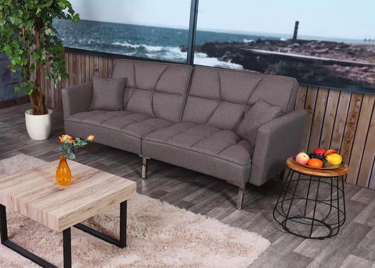 Cosmo Casa - Slaapbank - Slaapfunctie - Textiel - Grijs - 170×104 cm