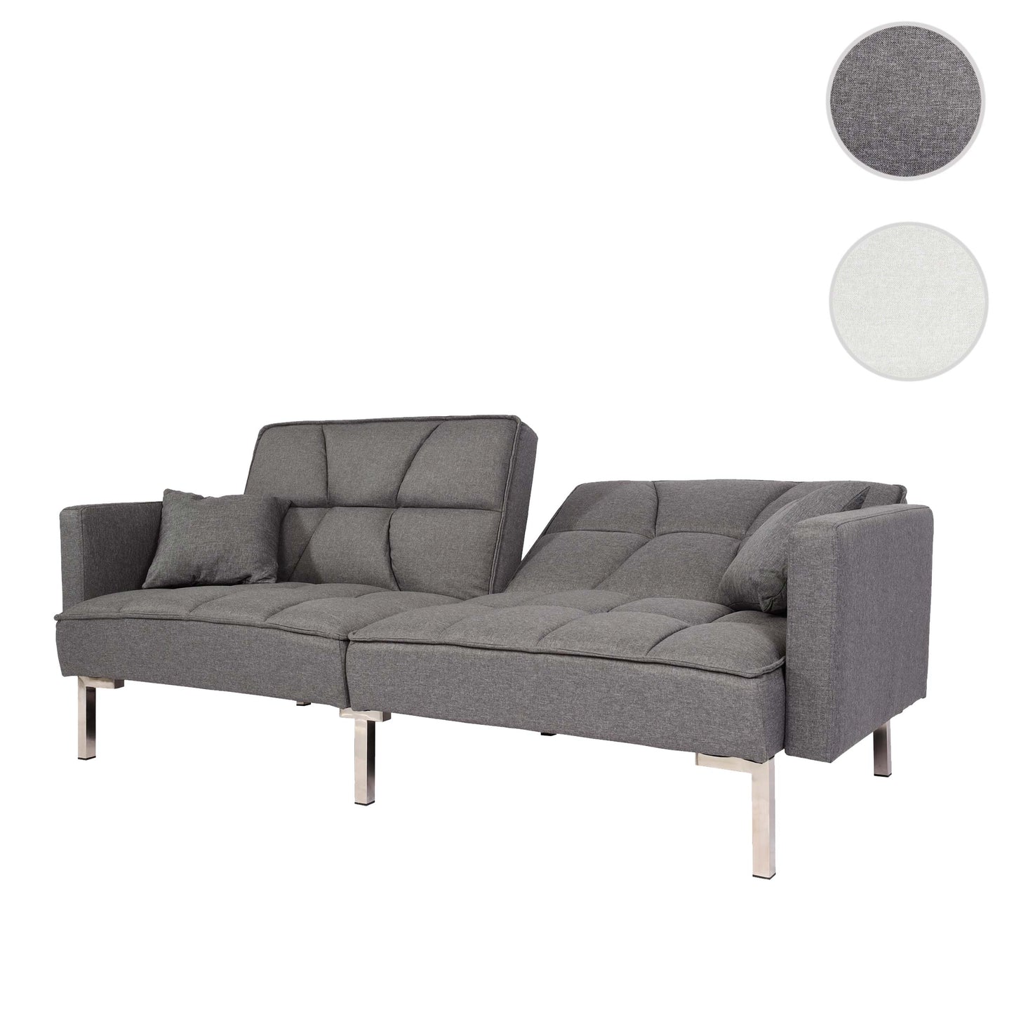 Cosmo Casa - Slaapbank - Slaapfunctie - Textiel - Grijs - 170×104 cm