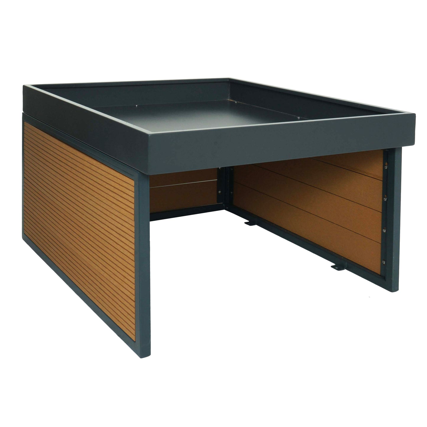 Cosmo Casa - Robotmaaiergarage met Plantenbak - Dakopvang voor Grasmaaiers - WPC & Metaal - Eikenlook - 40×60×73 cm