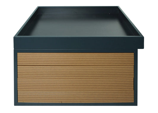 Cosmo Casa - Robotmaaiergarage met Plantenbak - Dakopvang voor Grasmaaiers - WPC & Metaal - Eikenlook - 40×60×73 cm