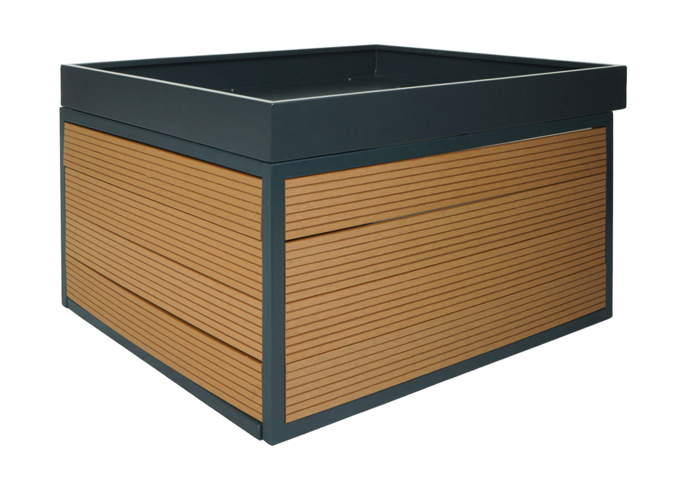 Cosmo Casa - Robotmaaiergarage met Plantenbak - Dakopvang voor Grasmaaiers - WPC & Metaal - Eikenlook - 40×60×73 cm