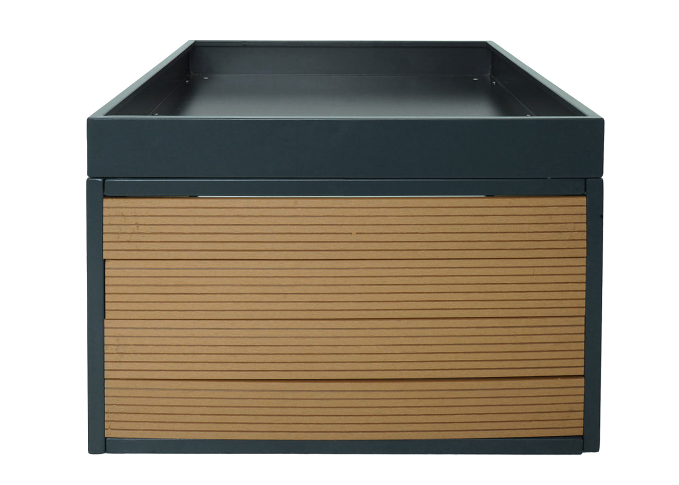 Cosmo Casa - Robotmaaiergarage met Plantenbak - Dakopvang voor Grasmaaiers - WPC & Metaal - Eikenlook - 40×60×73 cm