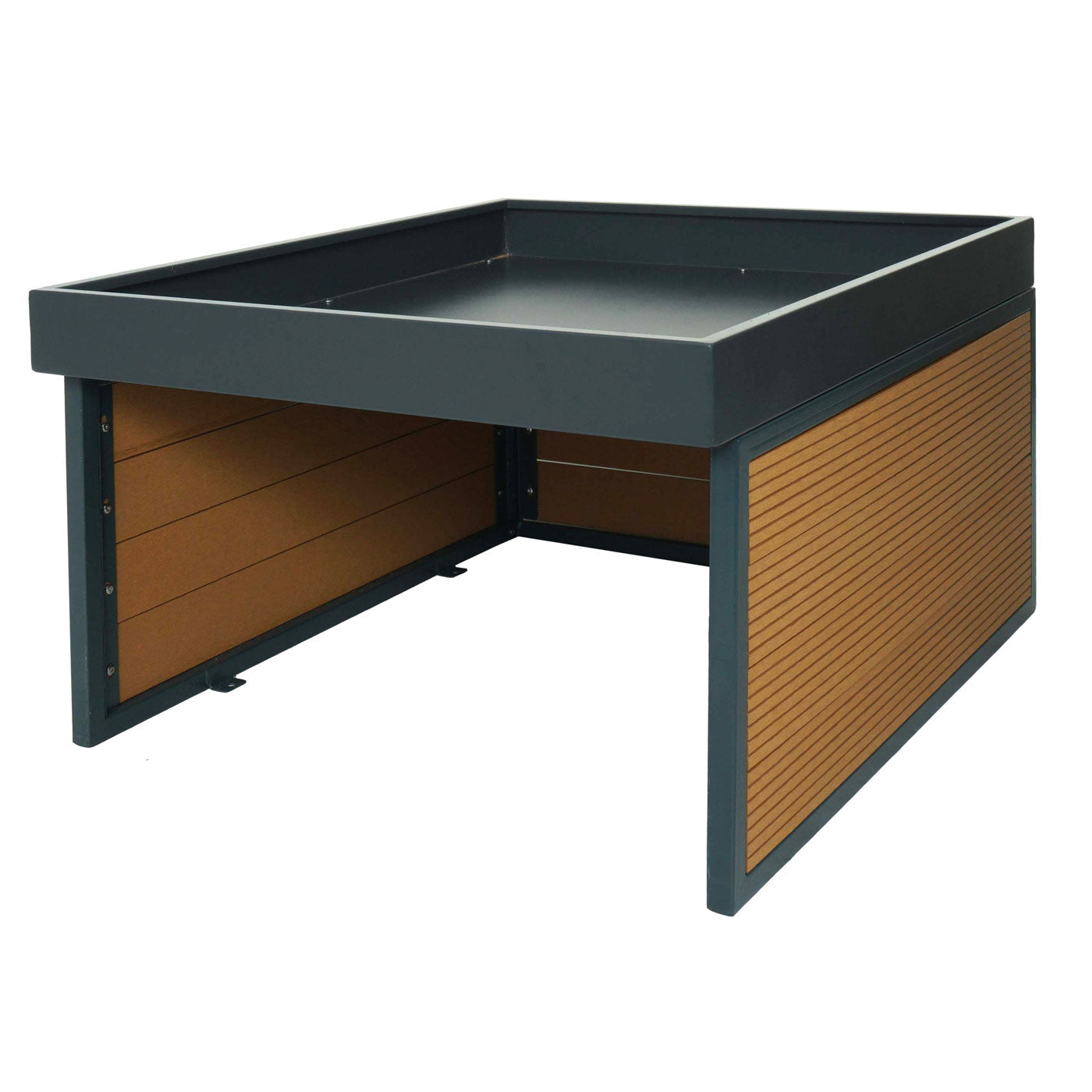 Cosmo Casa - Robotmaaiergarage met Plantenbak - Dakopvang voor Grasmaaiers - WPC & Metaal - Eikenlook - 40×60×73 cm