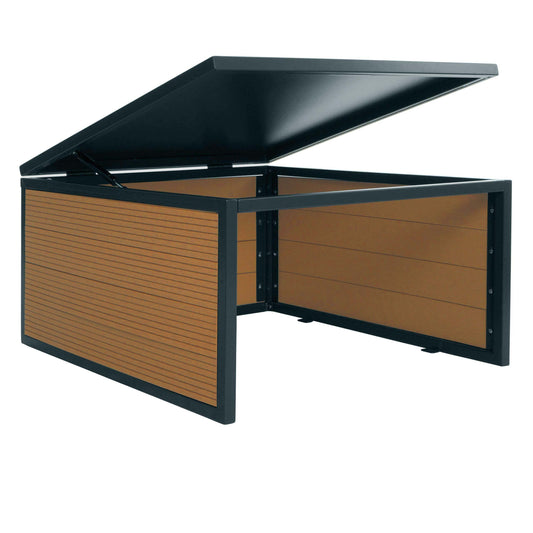 Cosmo Casa - Robotmaaiergarage met Deksel - Dakopvang voor Grasmaaiers - WPC & Metaal - Eikenlook - 35×60×70 cm