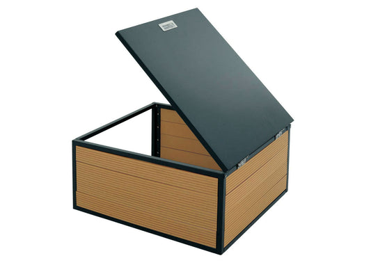 Cosmo Casa - Robotmaaiergarage met Deksel - Dakopvang voor Grasmaaiers - WPC & Metaal - Eikenlook - 35×60×70 cm