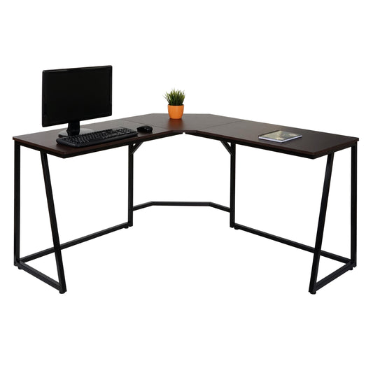 Cosmo Casa - Hoekbureau - Computerbureau/Werktafel - MDF & Metaal - Donkerbruin - 76×140×140 cm