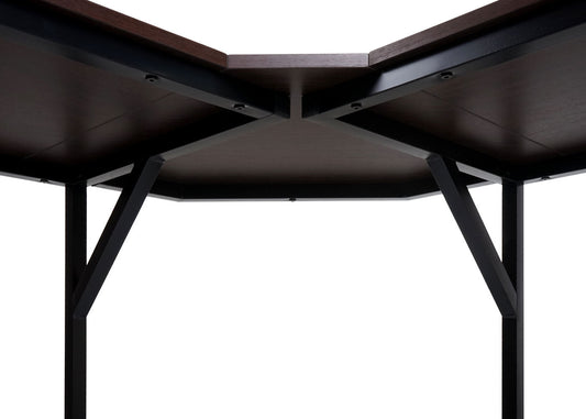 Cosmo Casa - Hoekbureau - Computerbureau/Werktafel - MDF & Metaal - Donkerbruin - 76×140×140 cm