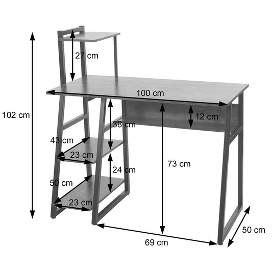Cosmo Casa - Bureau - Gecertificeerd - Metaal & MDF - Bruin - 100×50 cm