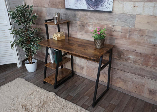 Cosmo Casa - Bureau - Gecertificeerd - Metaal & MDF - Bruin - 100×50 cm