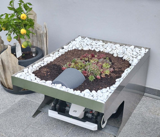 Cosmo Casa - XL Maairobotgarage met Plantenbak - Dakshelter - Metaal - Antraciet - 47×70×100 cm