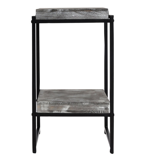 Cosmo Casa - Bloementafel & Plantenplank - MDF & Metaal - Donkergrijs - 61 cm