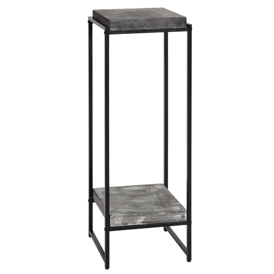 Cosmo Casa - Bloementafel & Plantenplank - MDF & Metaal - Donkergrijs - 101 cm