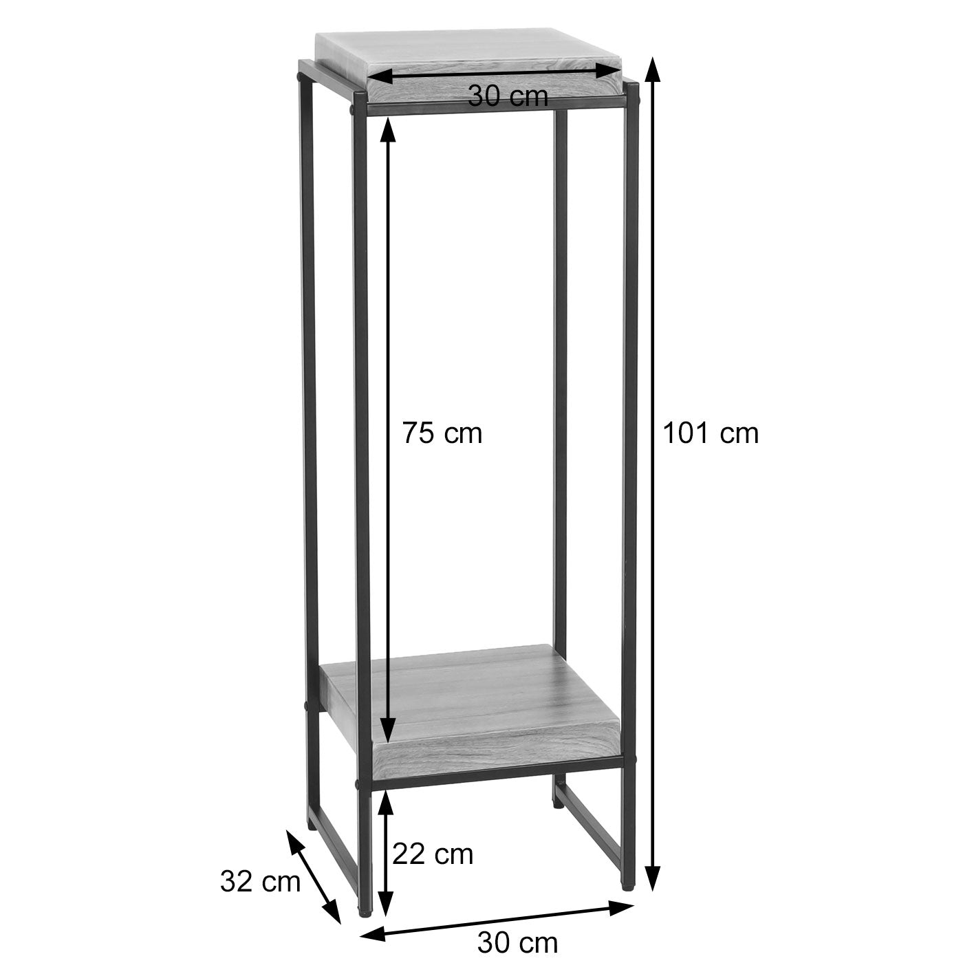 Cosmo Casa - Bloementafel & Plantenplank - MDF & Metaal - Donkergrijs - 101 cm
