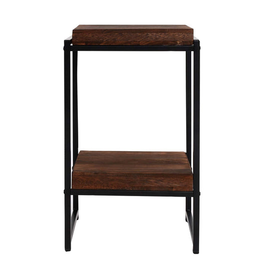 Cosmo Casa - Bloementafel & Plantenplank - MDF & Metaal - Donkerbruin - 61 cm