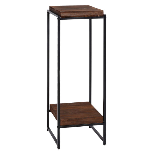 Cosmo Casa - Bloementafel & Plantenplank - MDF & Metaal - Donkerbruin - 101 cm