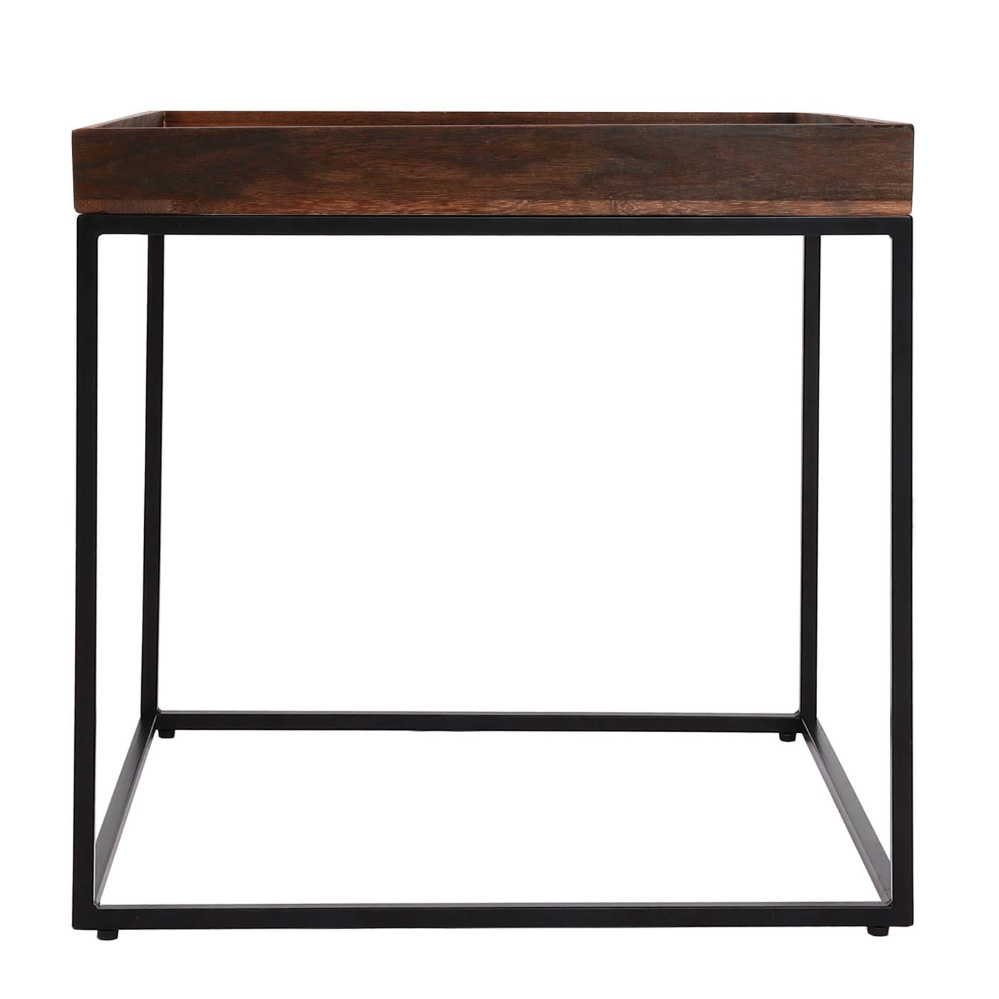 Cosmo Casa - Bijzettafel - Paulowniahout & Metaal - Donkerbruin - 60×60×60 cm