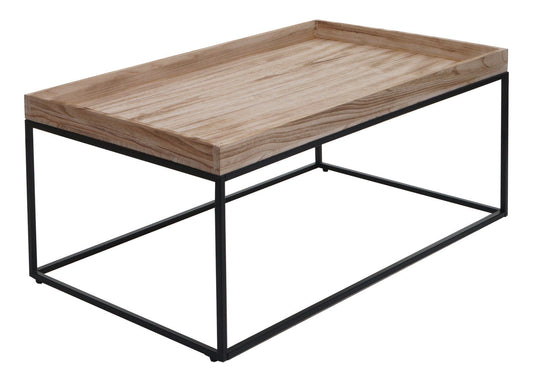 Cosmo Casa - Salontafel - Bijzettafel - Massief Hout en Metaal - Naturel - 46x110x60cm