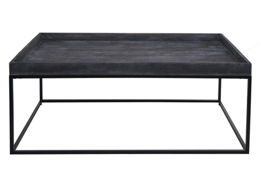 Cosmo Casa - Salontafel - Bijzettafel - Massief Hout en Metaal - Donkergrijs - 46x110x60cm