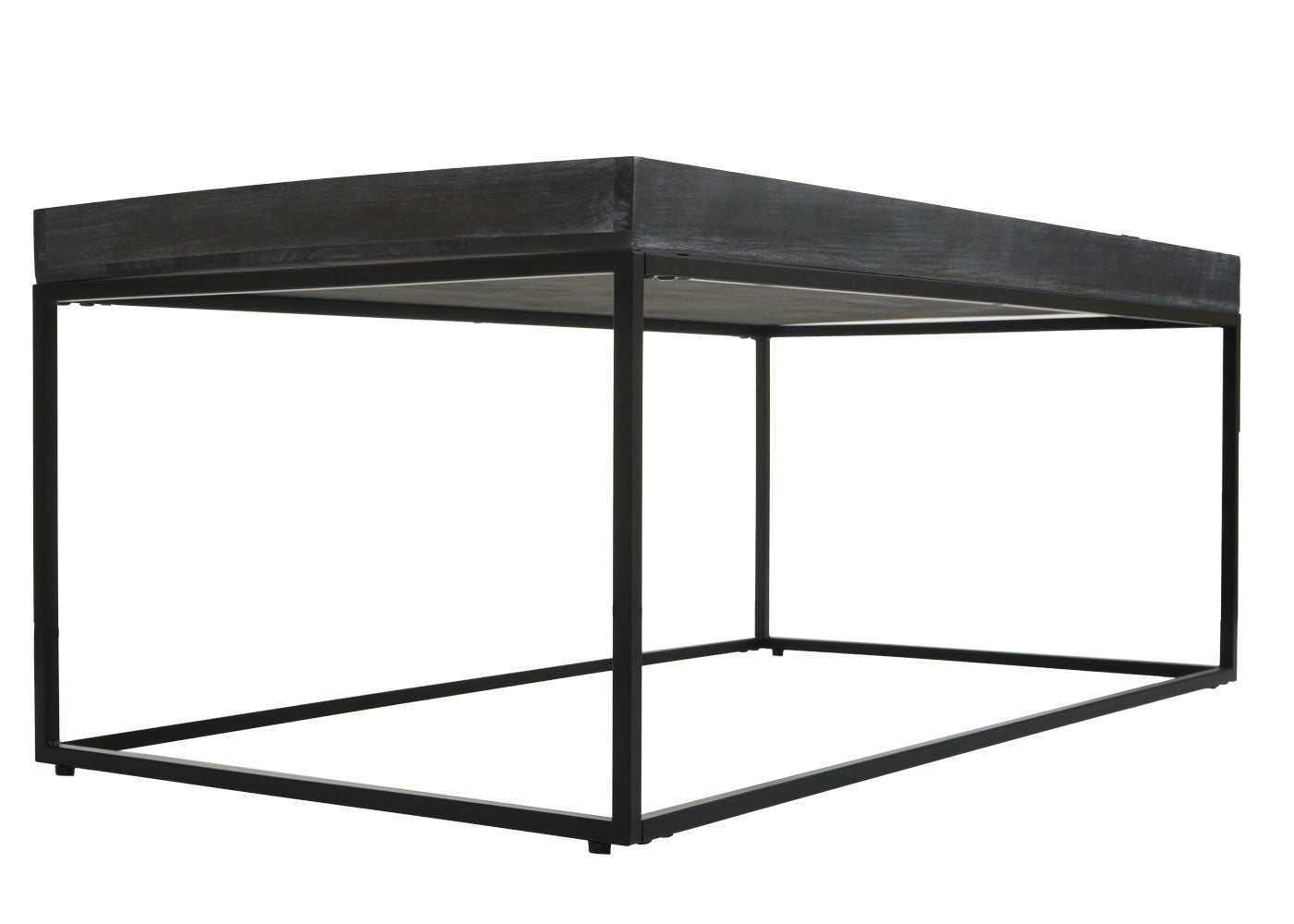 Cosmo Casa - Salontafel - Bijzettafel - Massief Hout en Metaal - Donkergrijs - 46x110x60cm