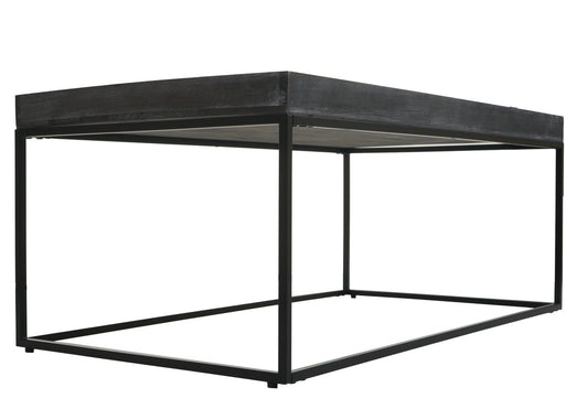 Cosmo Casa - Salontafel - Bijzettafel - Massief Hout en Metaal - Donkergrijs - 46x110x60cm