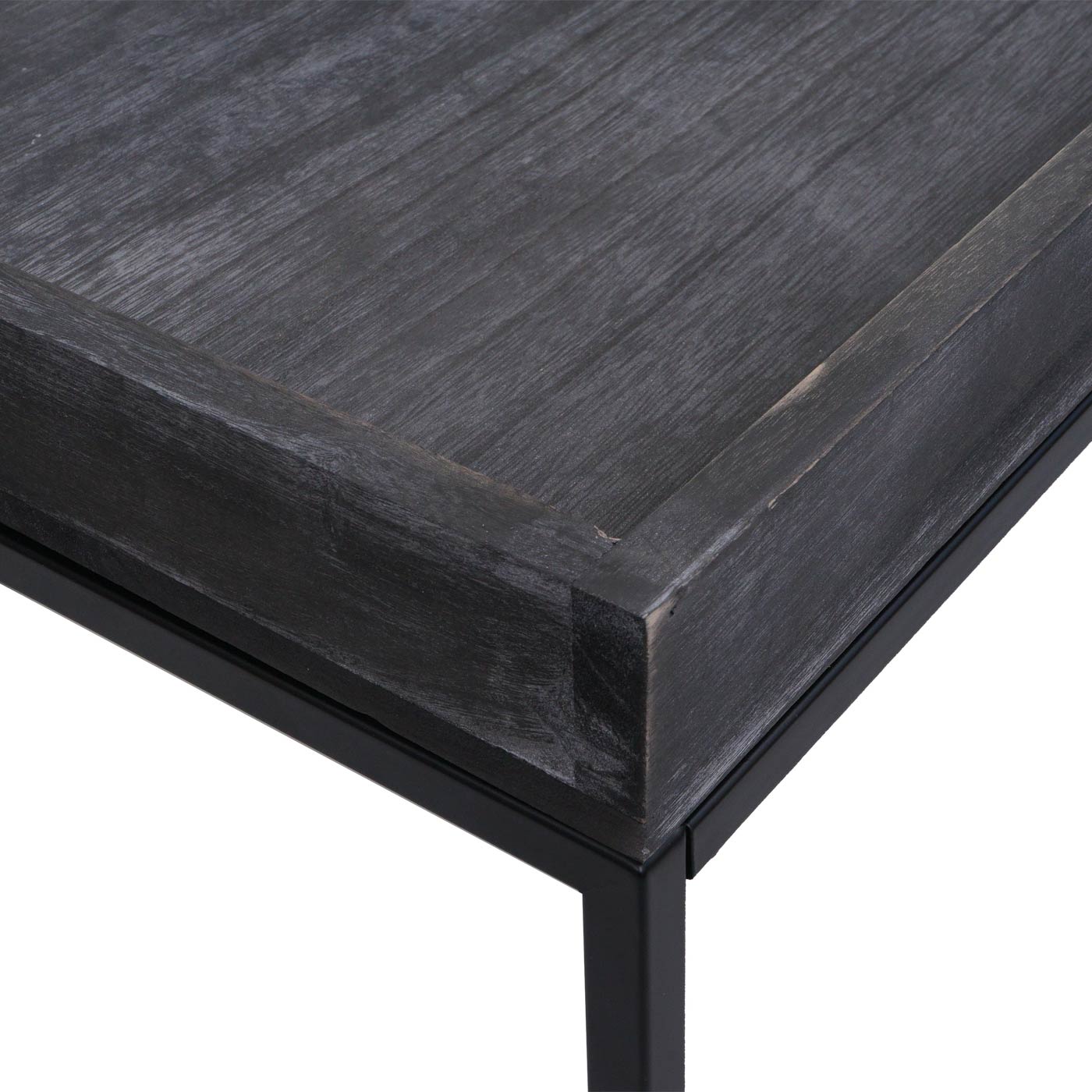 Cosmo Casa - Salontafel - Bijzettafel - Massief Hout en Metaal - Donkergrijs - 46x110x60cm