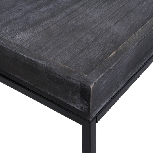 Cosmo Casa - Salontafel - Bijzettafel - Massief Hout en Metaal - Donkergrijs - 46x110x60cm