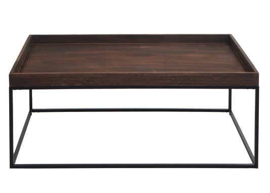 Cosmo Casa - Salontafel - Bijzettafel - Massief Hout en Metaal - Donkerbruin - 46x110x60cm