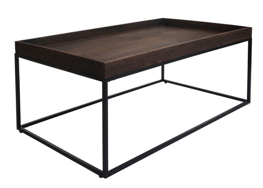 Cosmo Casa - Salontafel - Bijzettafel - Massief Hout en Metaal - Donkerbruin - 46x110x60cm