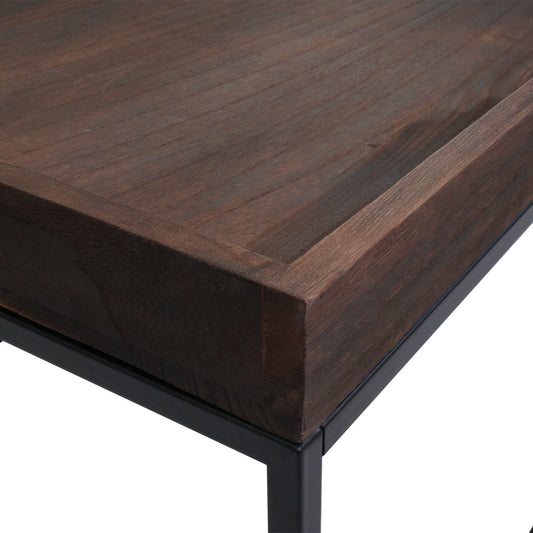 Cosmo Casa - Salontafel - Bijzettafel - Massief Hout en Metaal - Donkerbruin - 46x110x60cm